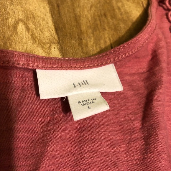 J Jill Rhubarb Red Berry Lace V-Neck Tee Short Sleeve Top Womens Size Large - Picture 4 of 8